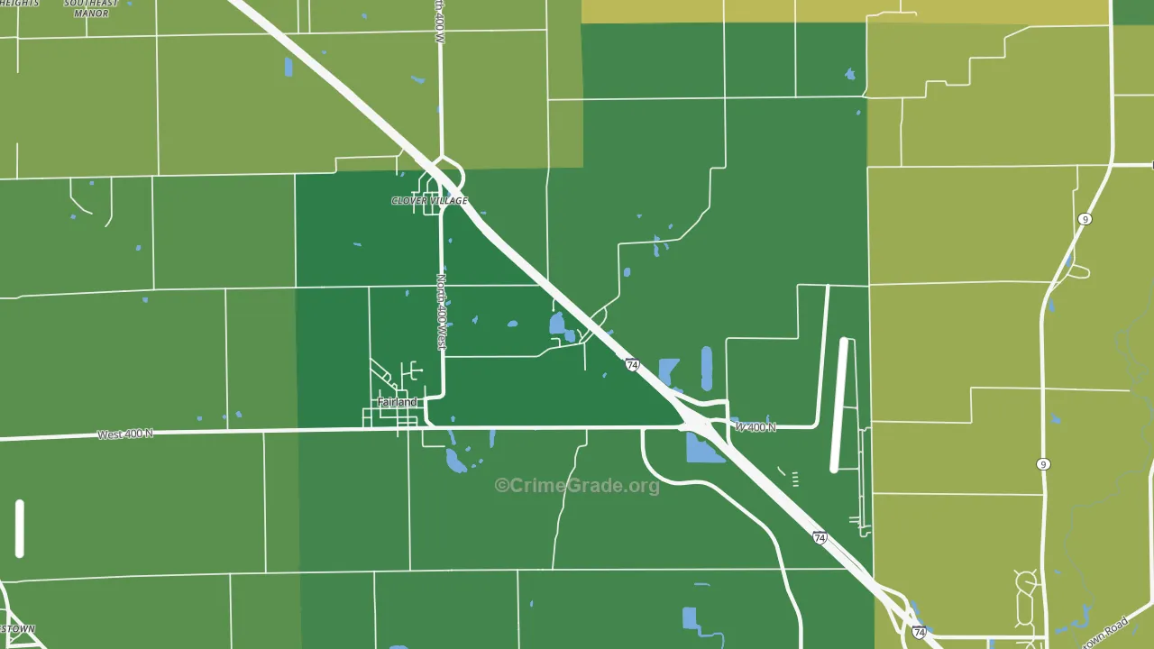 Clover Village, IN Map of Vehicle Theft Rates