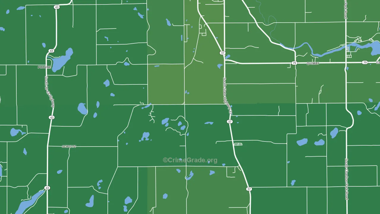 Cloverdale, MI Map of Vehicle Theft Rates