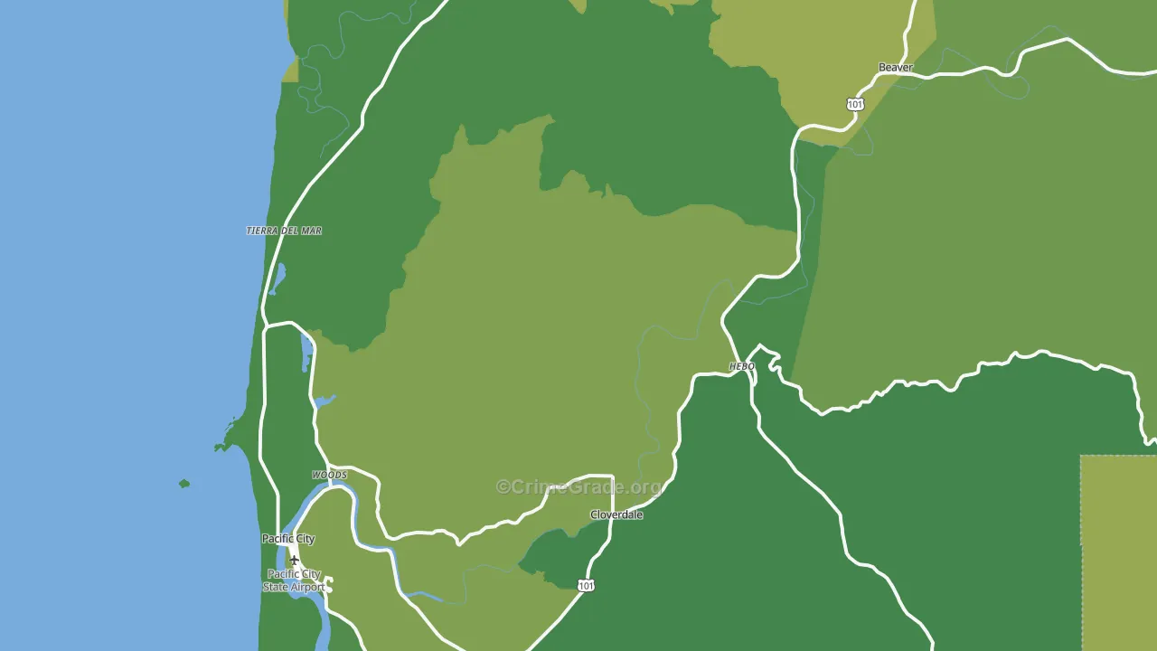 Cloverdale, OR Map of Vehicle Theft Rates