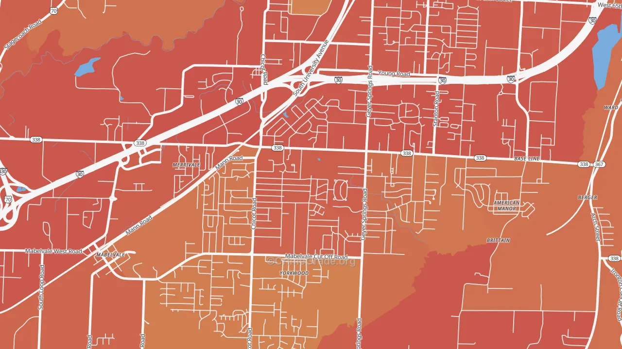 Cloverdale Watson, Little Rock, AR Map of Vehicle Theft Rates