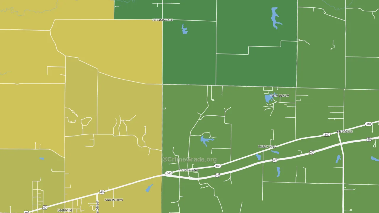 Cloverland, IN Map of Vehicle Theft Rates
