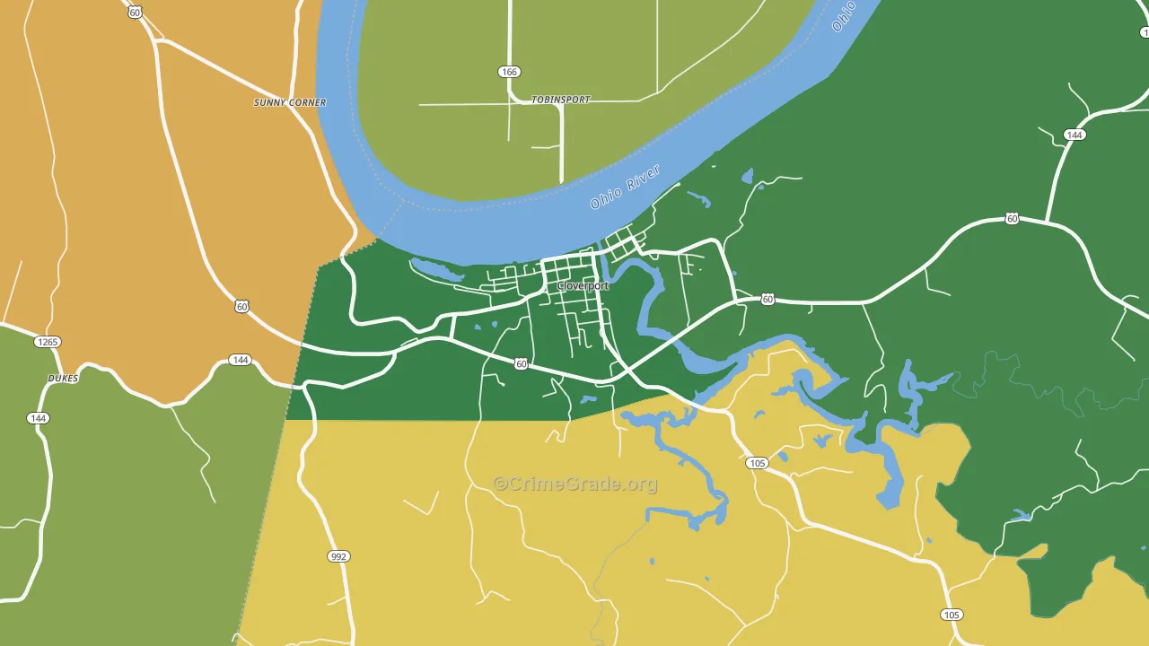 Cloverport, KY Map of Vehicle Theft Rates