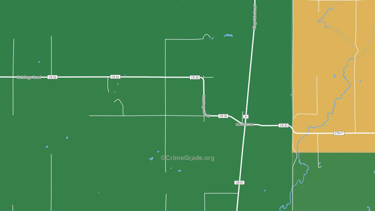 Cloverton, MN Map of Vehicle Theft Rates