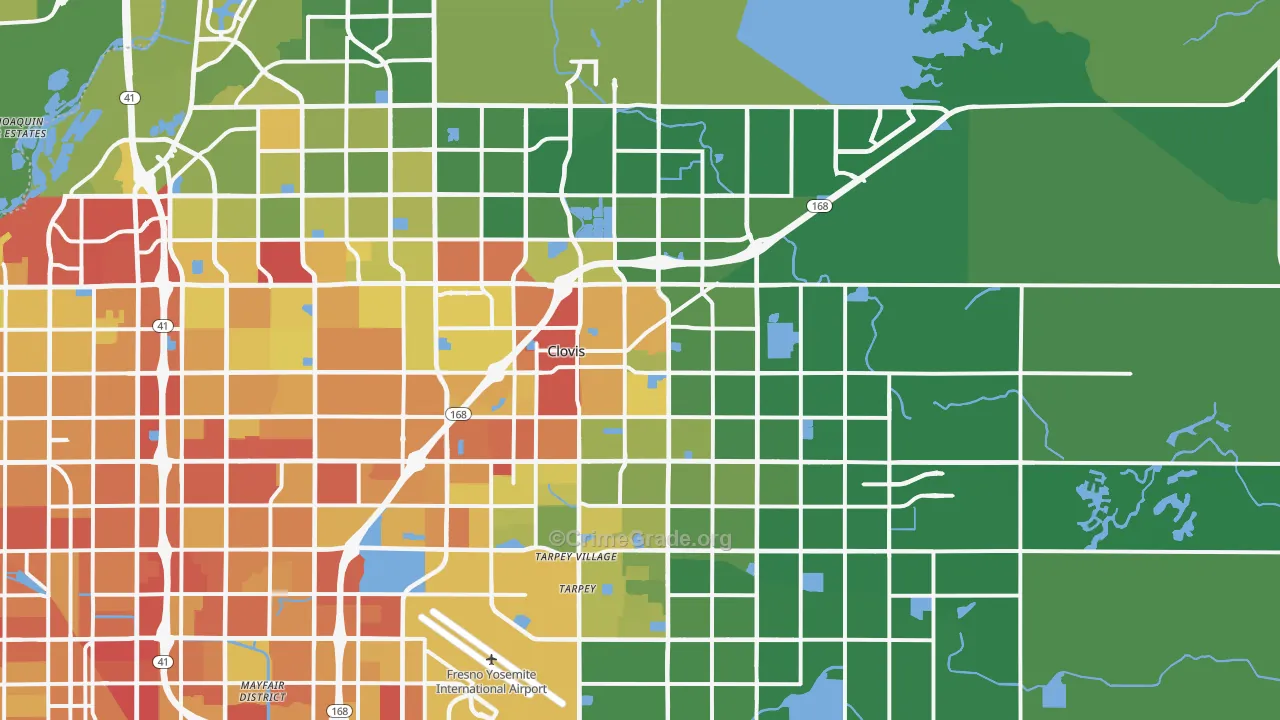Clovis, CA Map of Vehicle Theft Rates