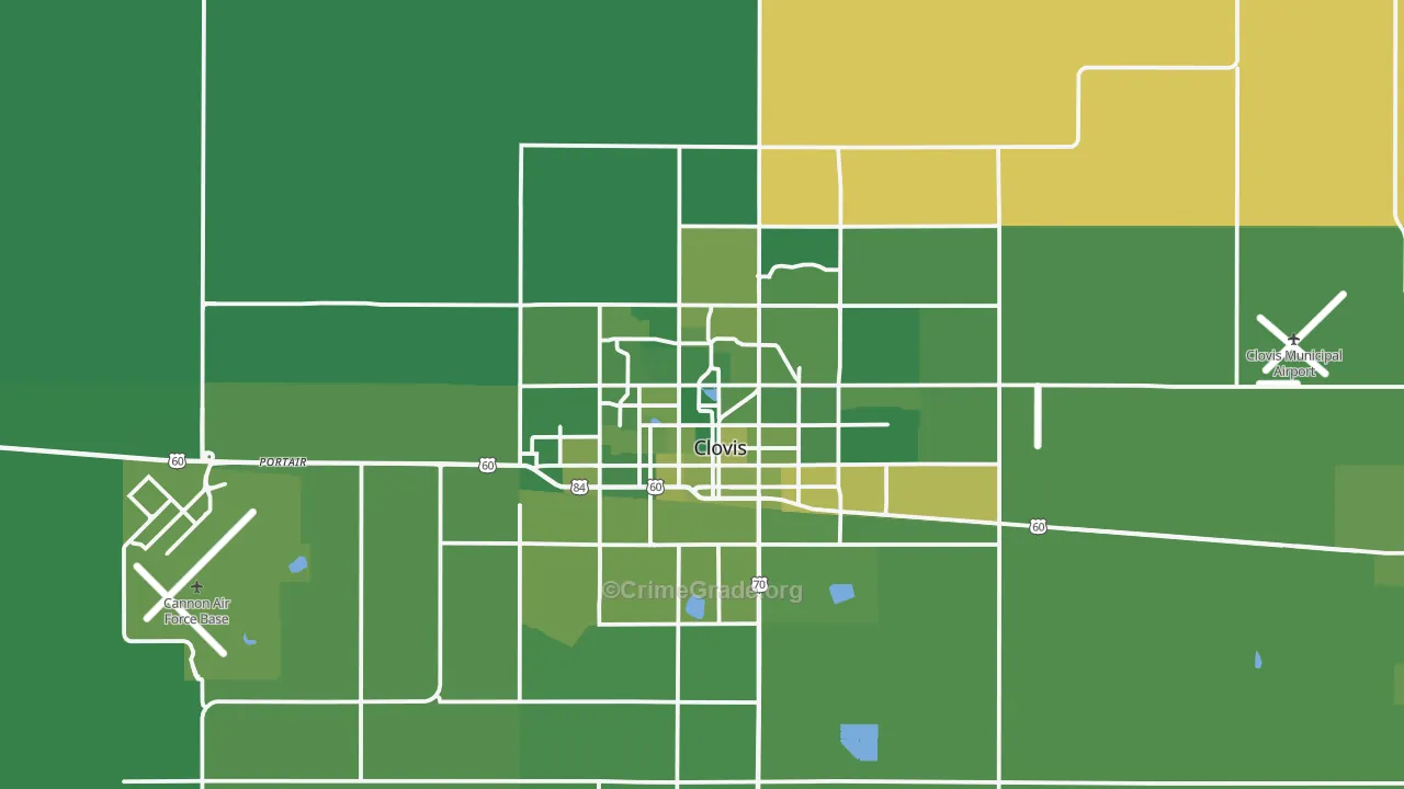 Clovis, NM Map of Vehicle Theft Rates