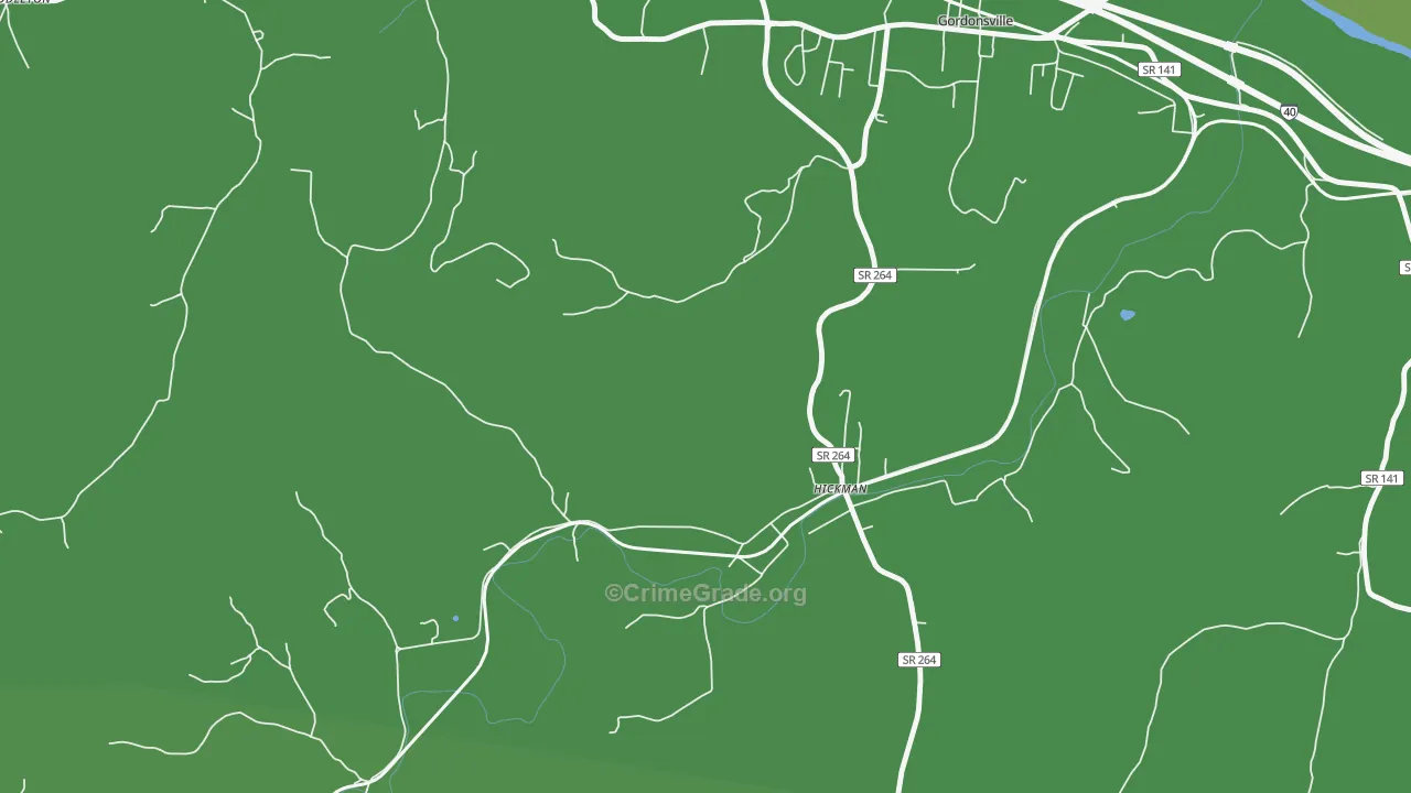 Club Springs, TN Map of Vehicle Theft Rates