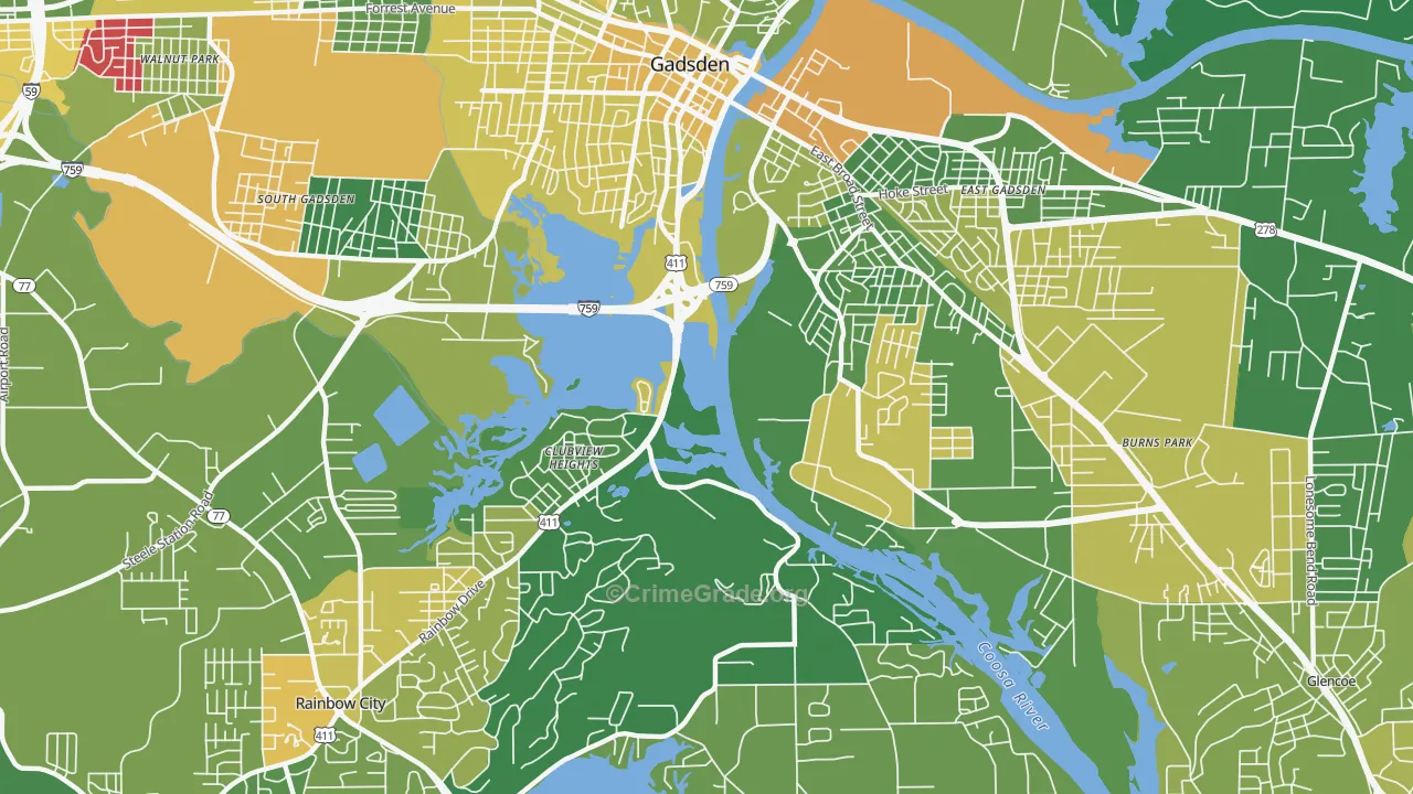 Clubview Heights, AL Map of Vehicle Theft Rates