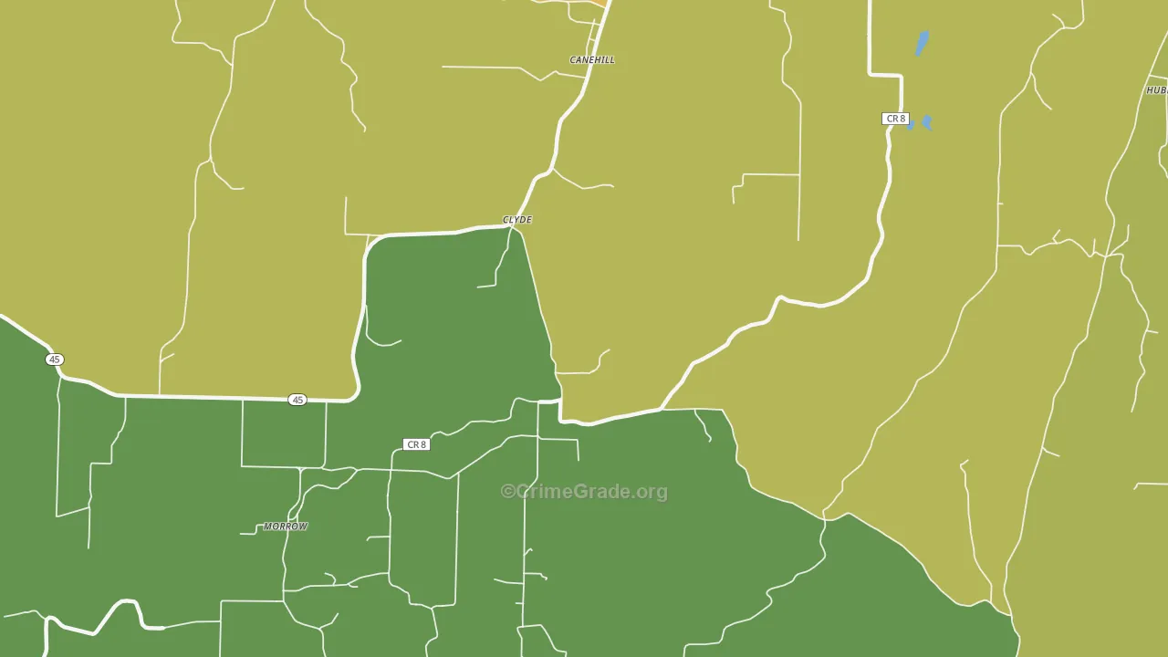 Clyde, AR Map of Vehicle Theft Rates