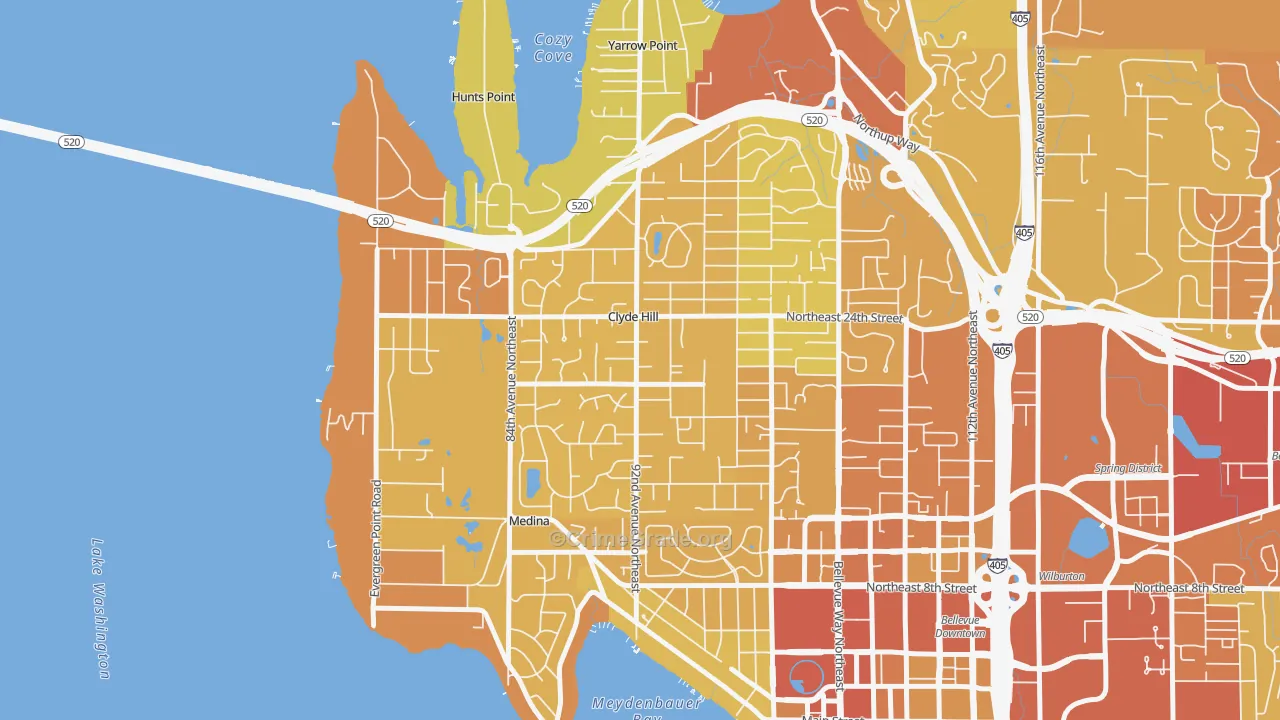 Clyde Hill, WA Map of Vehicle Theft Rates