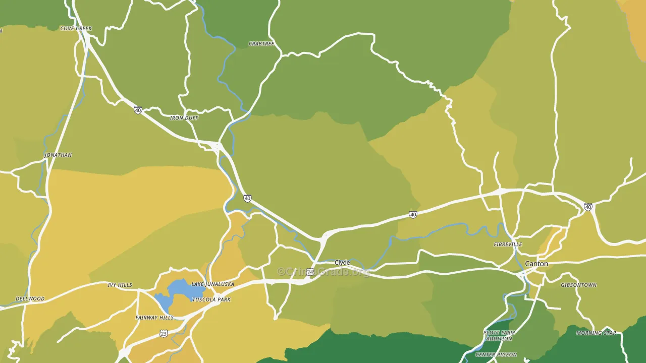 Clyde, NC Map of Vehicle Theft Rates