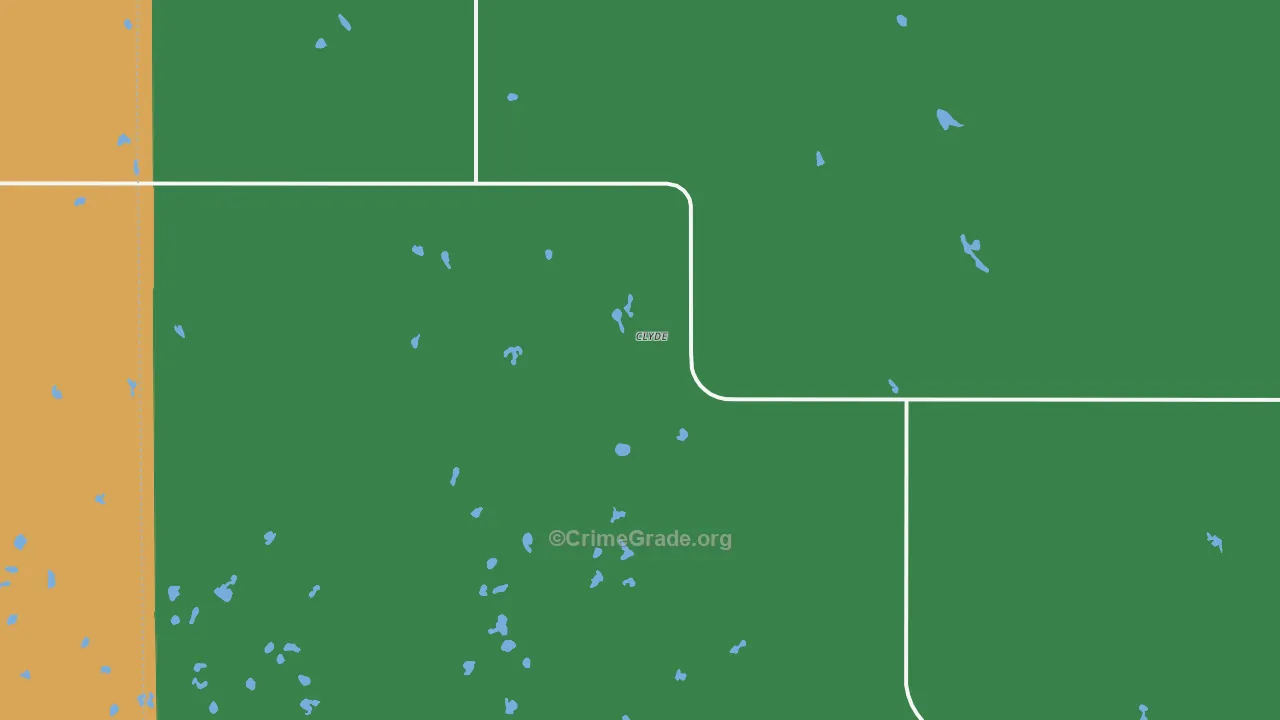 Clyde, ND Map of Vehicle Theft Rates