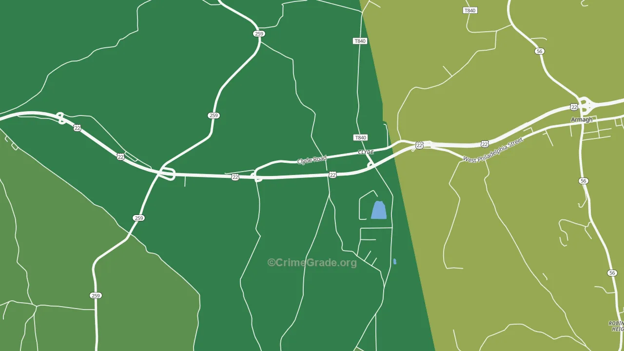 Clyde, PA Map of Vehicle Theft Rates