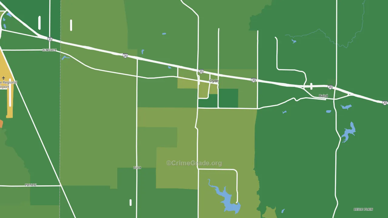 Clyde, TX Map of Vehicle Theft Rates