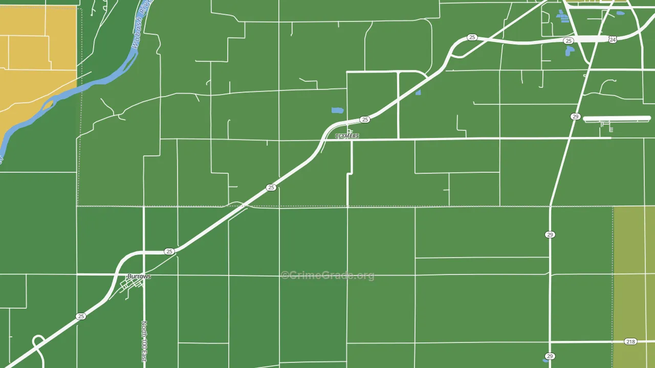 Clymers, IN Map of Vehicle Theft Rates