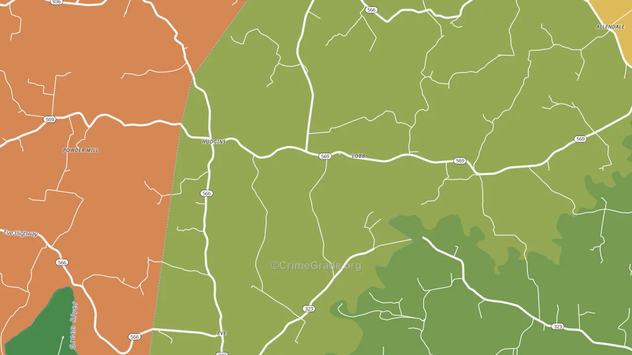 Coakley, KY Map of Vehicle Theft Rates