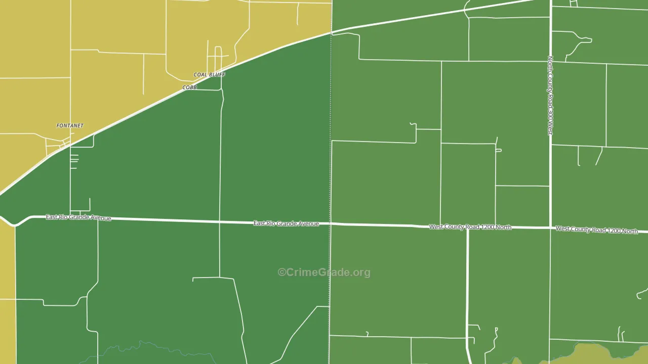 Coal Bluff, IN Map of Vehicle Theft Rates