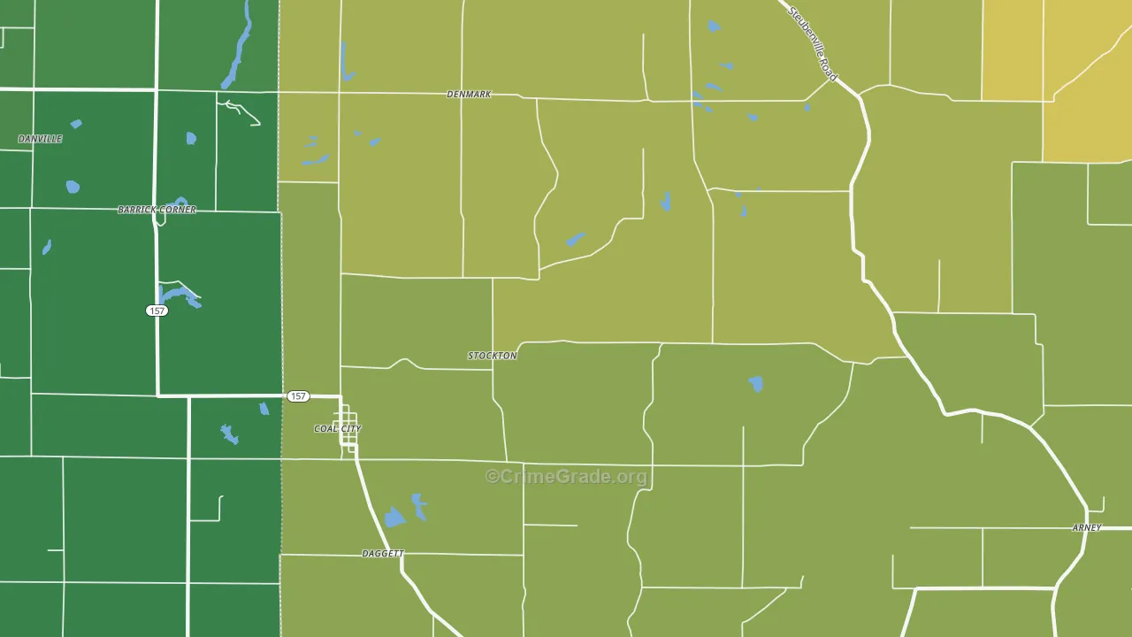 Coal City, IN Map of Vehicle Theft Rates