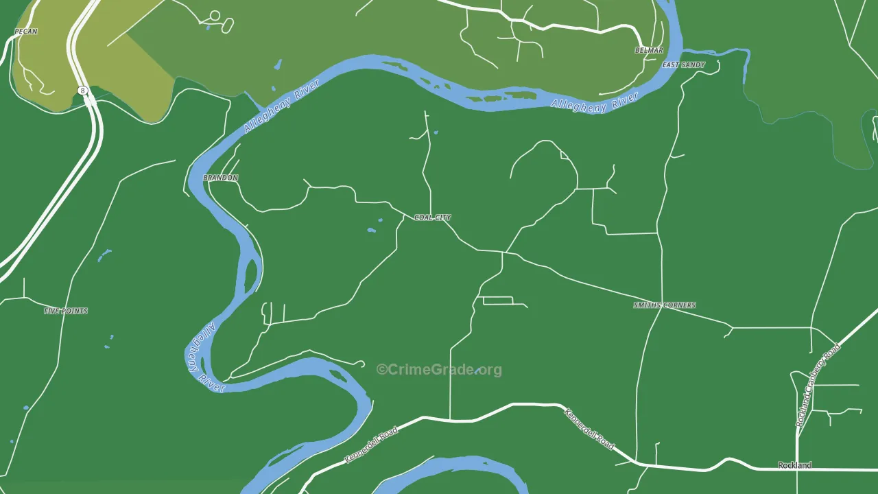 Coal City, PA Map of Vehicle Theft Rates