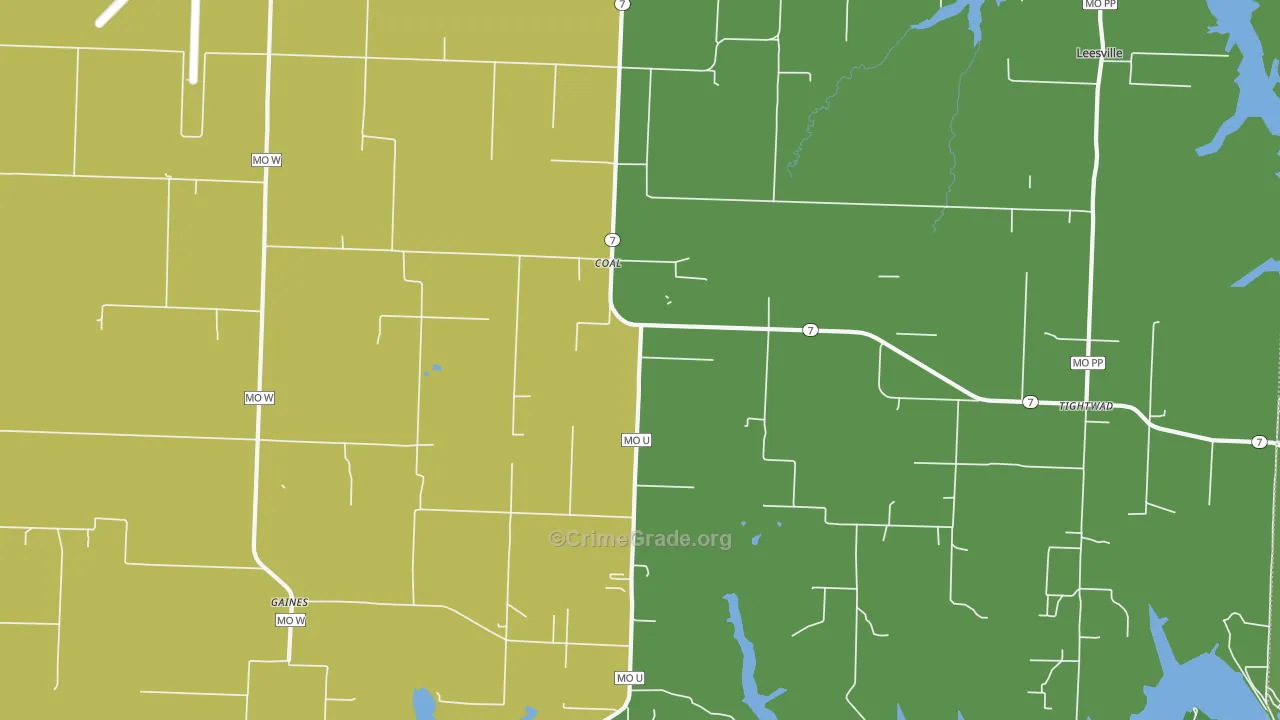 Coal, MO Map of Vehicle Theft Rates