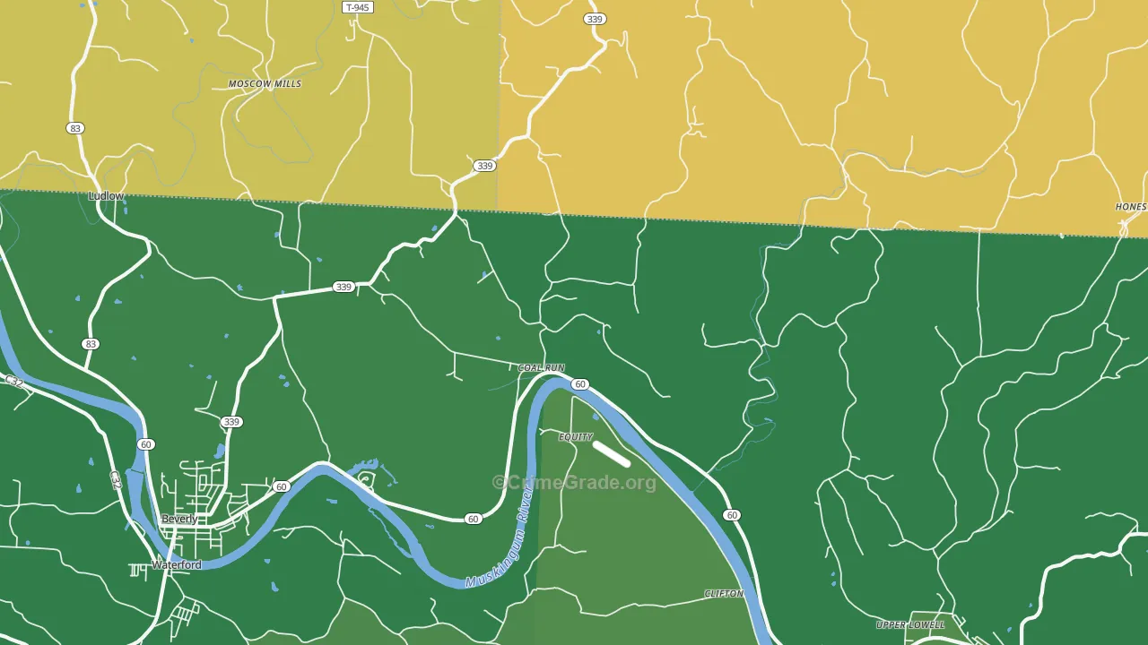 Coal Run, OH Map of Vehicle Theft Rates
