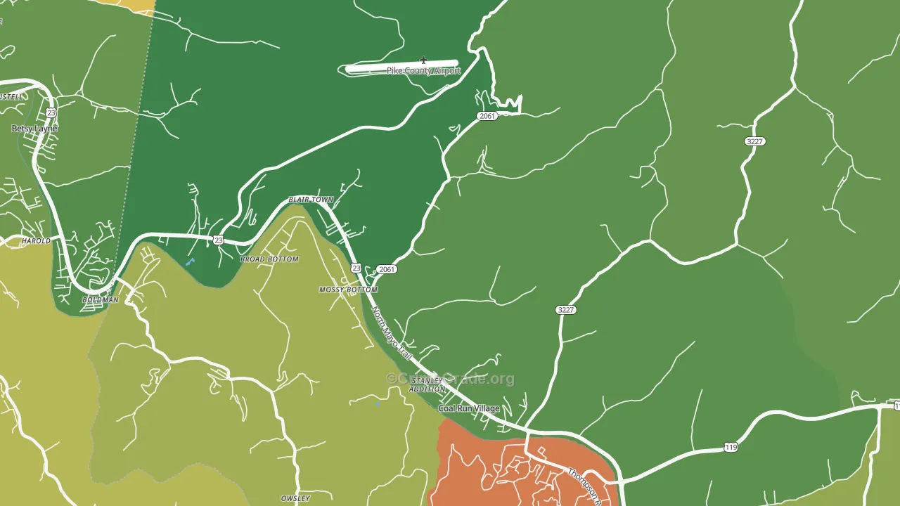 Coal Run Village, KY Map of Vehicle Theft Rates
