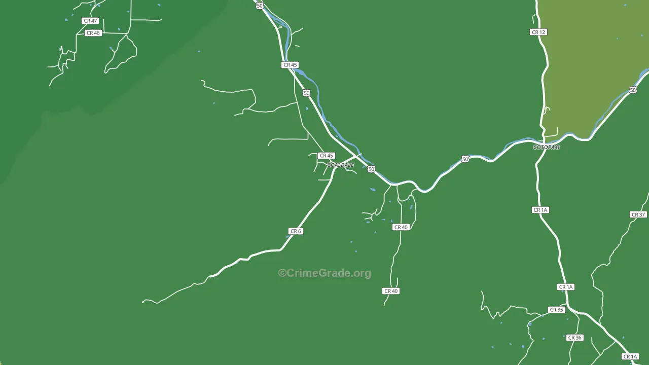 Coaldale, CO Map of Vehicle Theft Rates