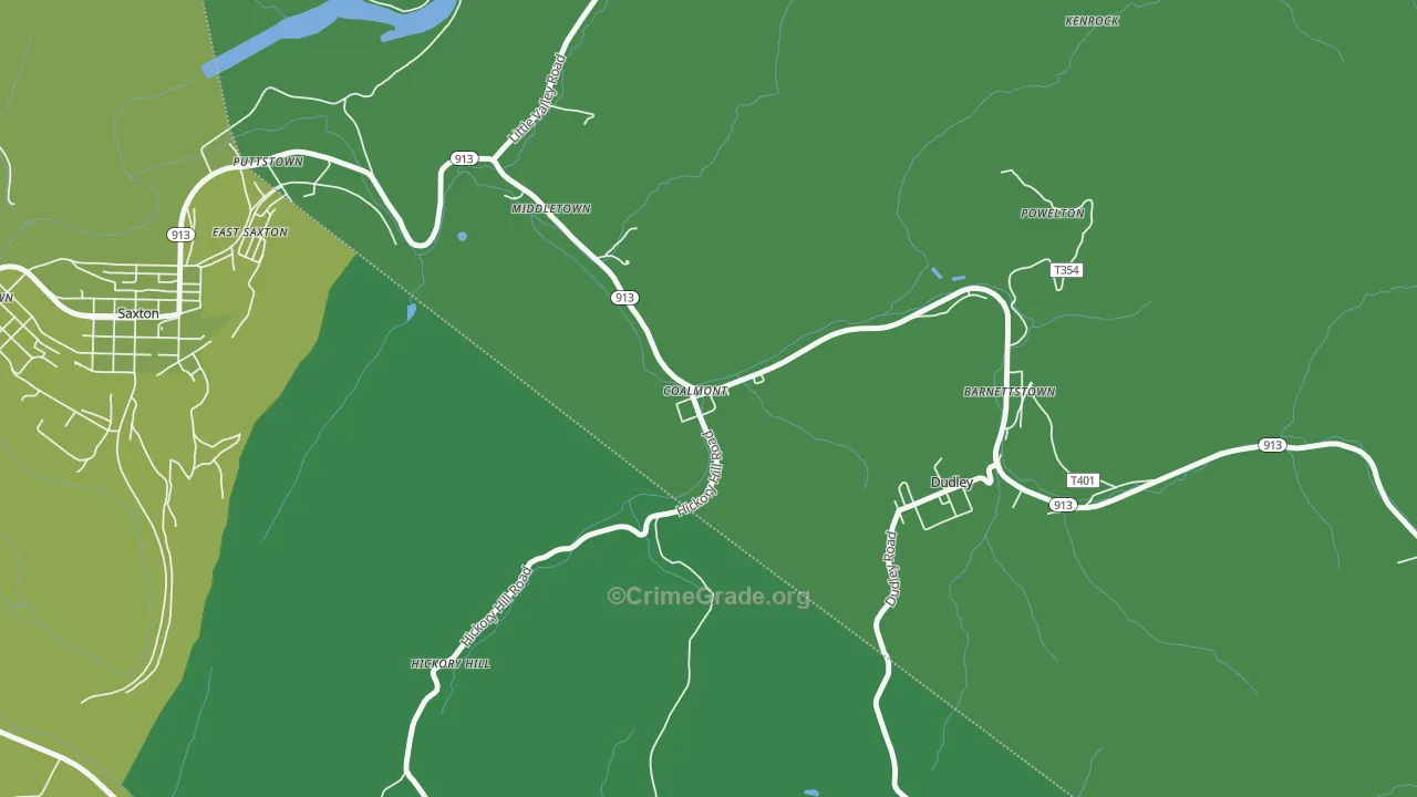 Coalmont, PA Map of Vehicle Theft Rates