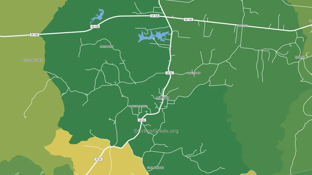 Coalmont, TN Map of Vehicle Theft Rates