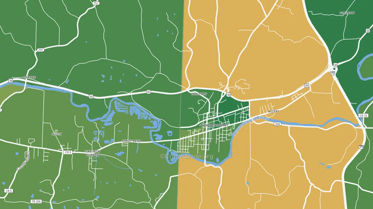 Coalport, OH Map of Vehicle Theft Rates