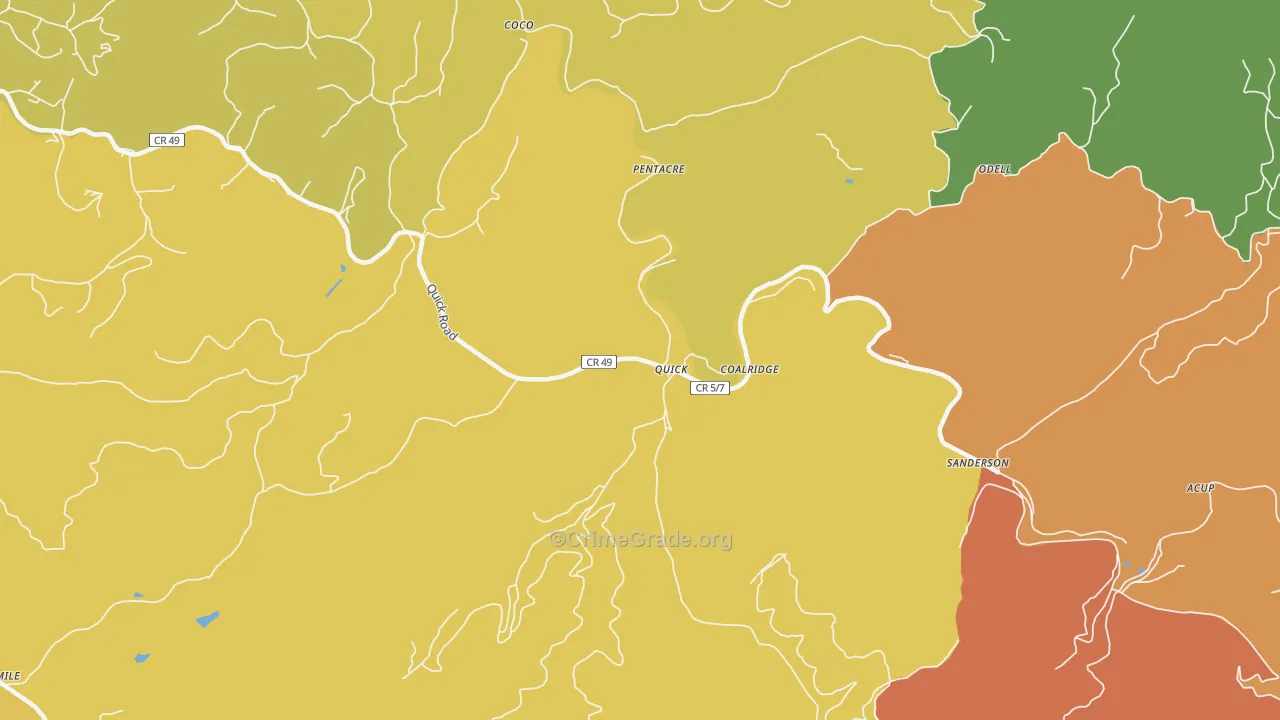 Coalridge, WV Map of Vehicle Theft Rates