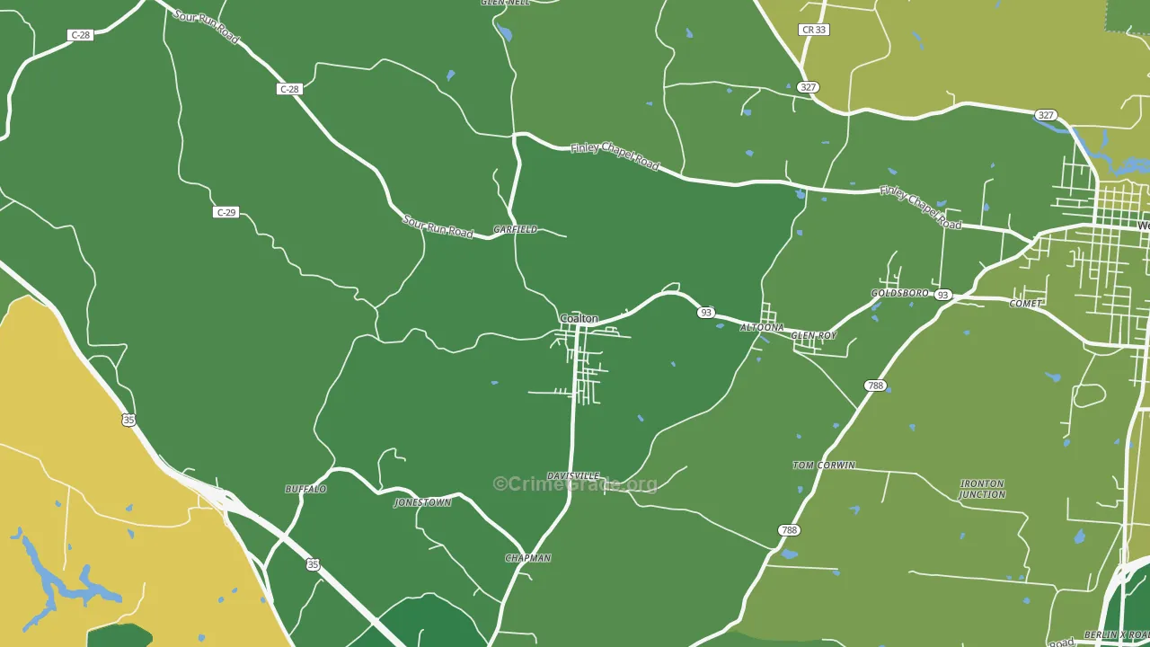 Coalton, OH Map of Vehicle Theft Rates