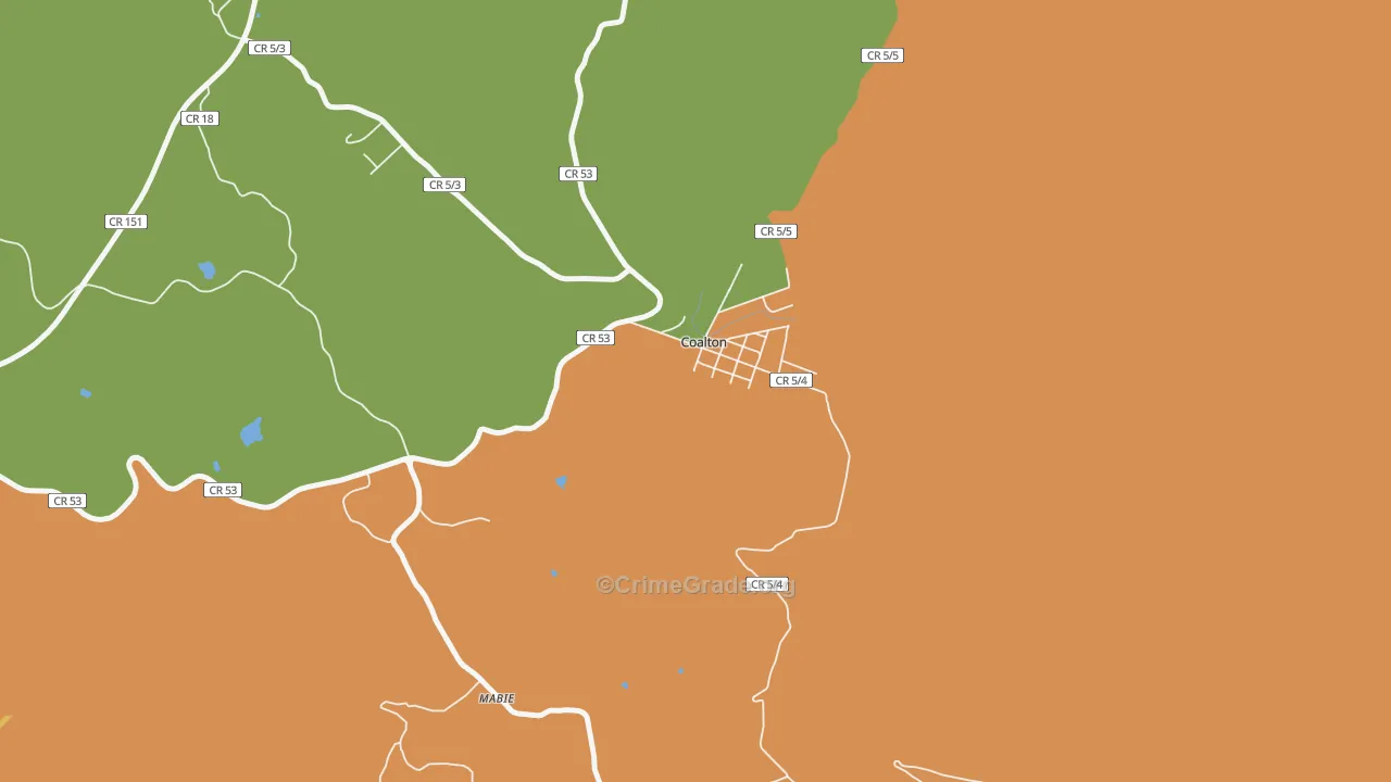 Coalton, WV Map of Vehicle Theft Rates