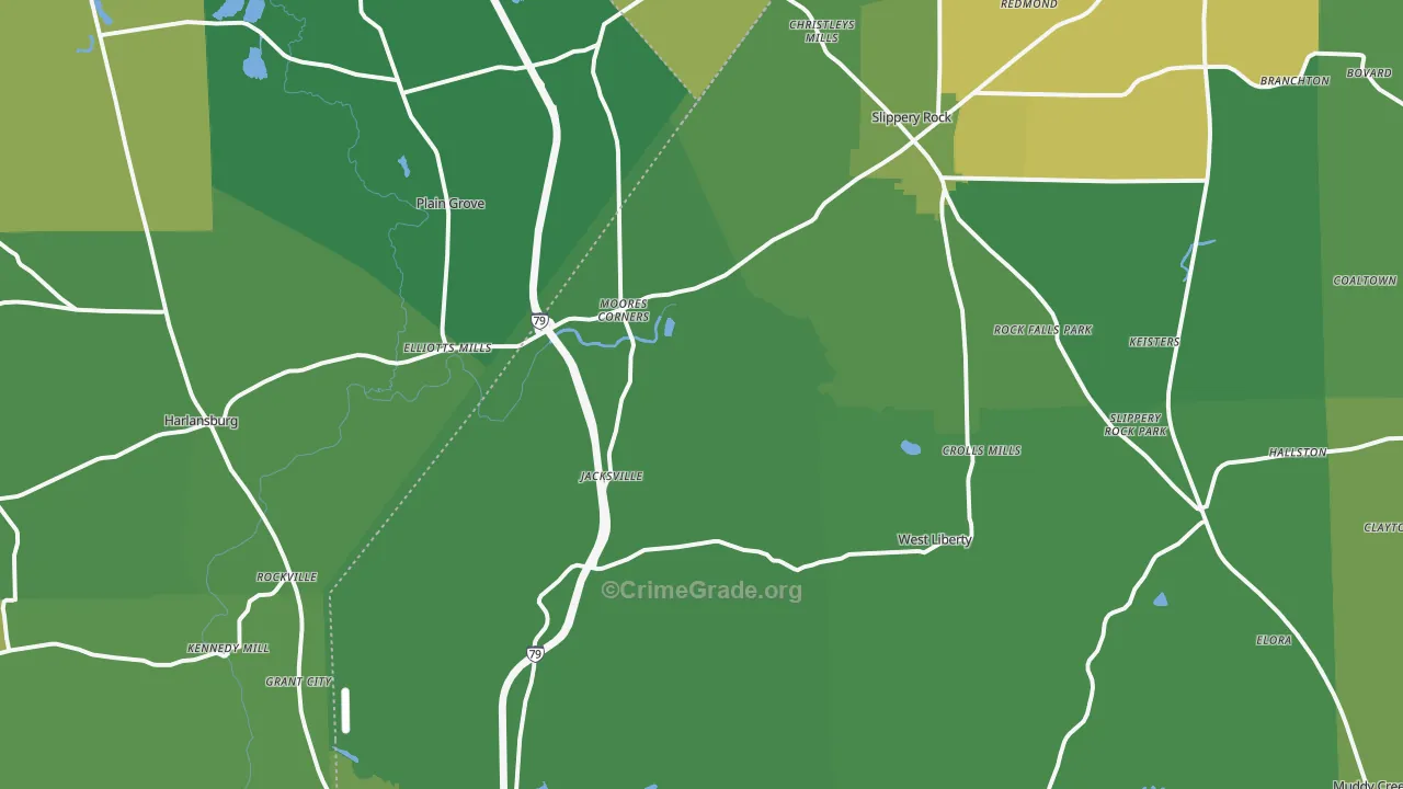 Coaltown, PA Map of Vehicle Theft Rates