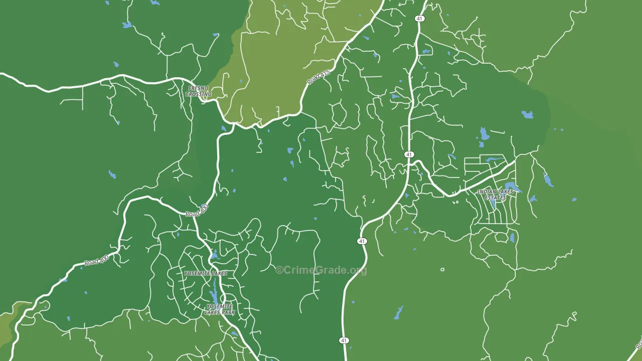 Coarsegold, CA Map of Vehicle Theft Rates