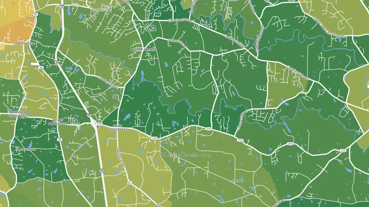 Coats Crossroads, NC Map of Vehicle Theft Rates