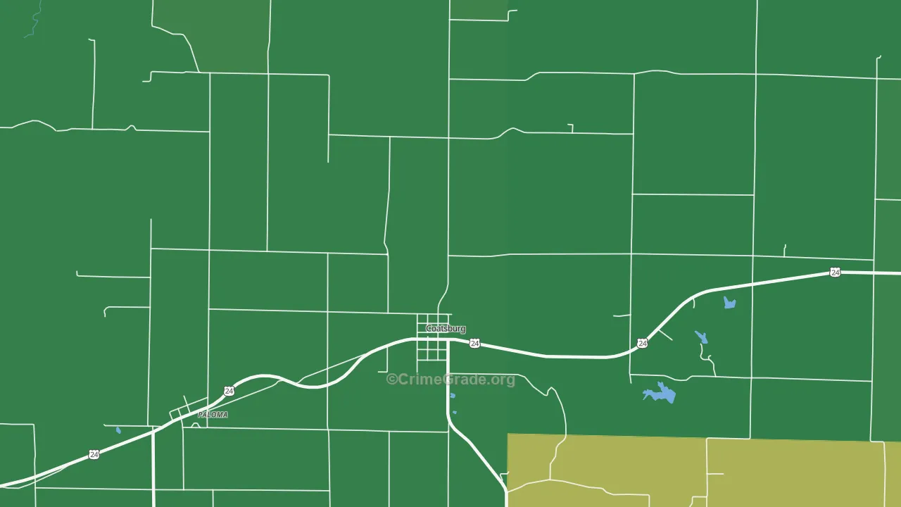 Coatsburg, IL Map of Vehicle Theft Rates