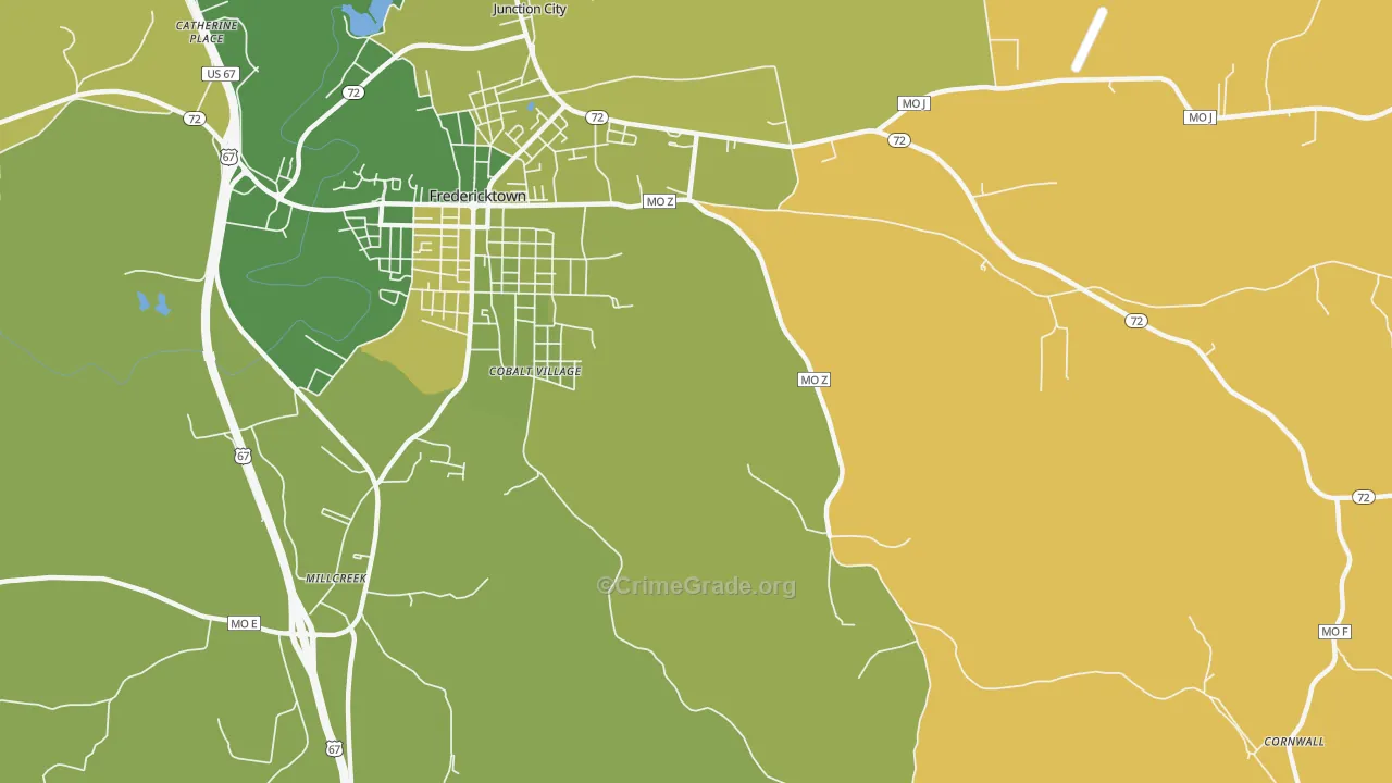 Cobalt, MO Map of Vehicle Theft Rates