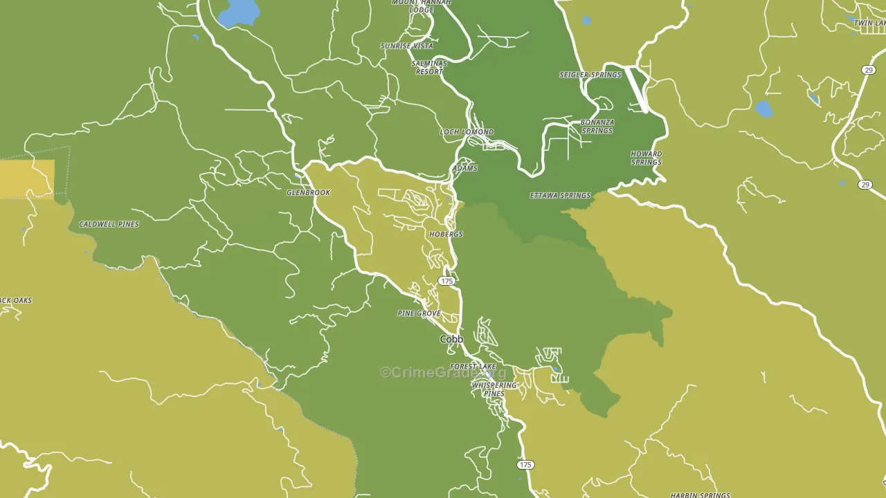 Cobb, CA Map of Vehicle Theft Rates