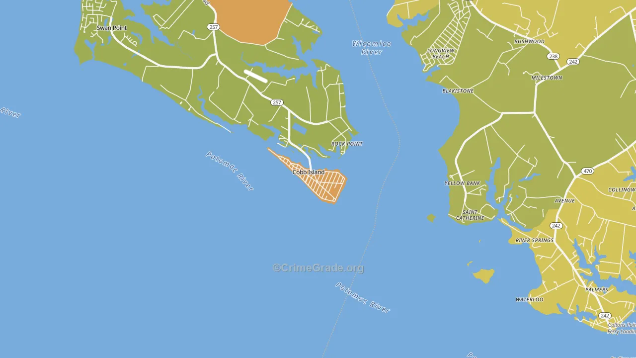 Cobb Island, MD Map of Vehicle Theft Rates