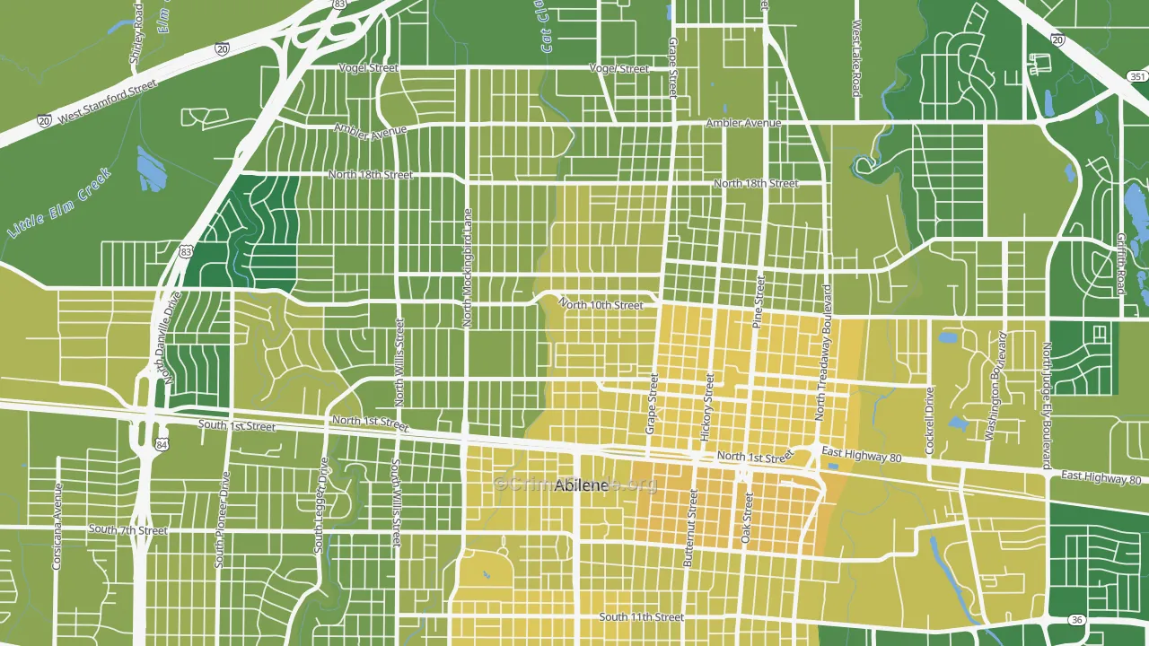 Cobb Park Area, Abilene, TX Map of Vehicle Theft Rates