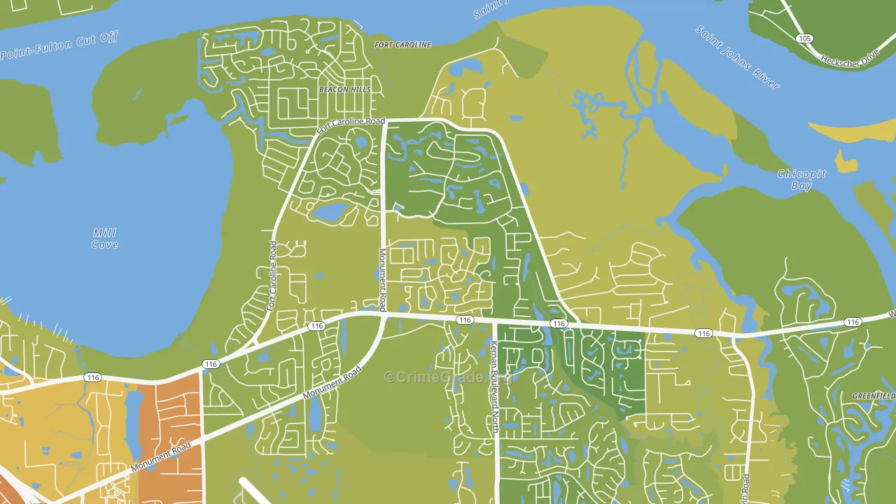 Cobblestone, Jacksonville, FL Map of Vehicle Theft Rates