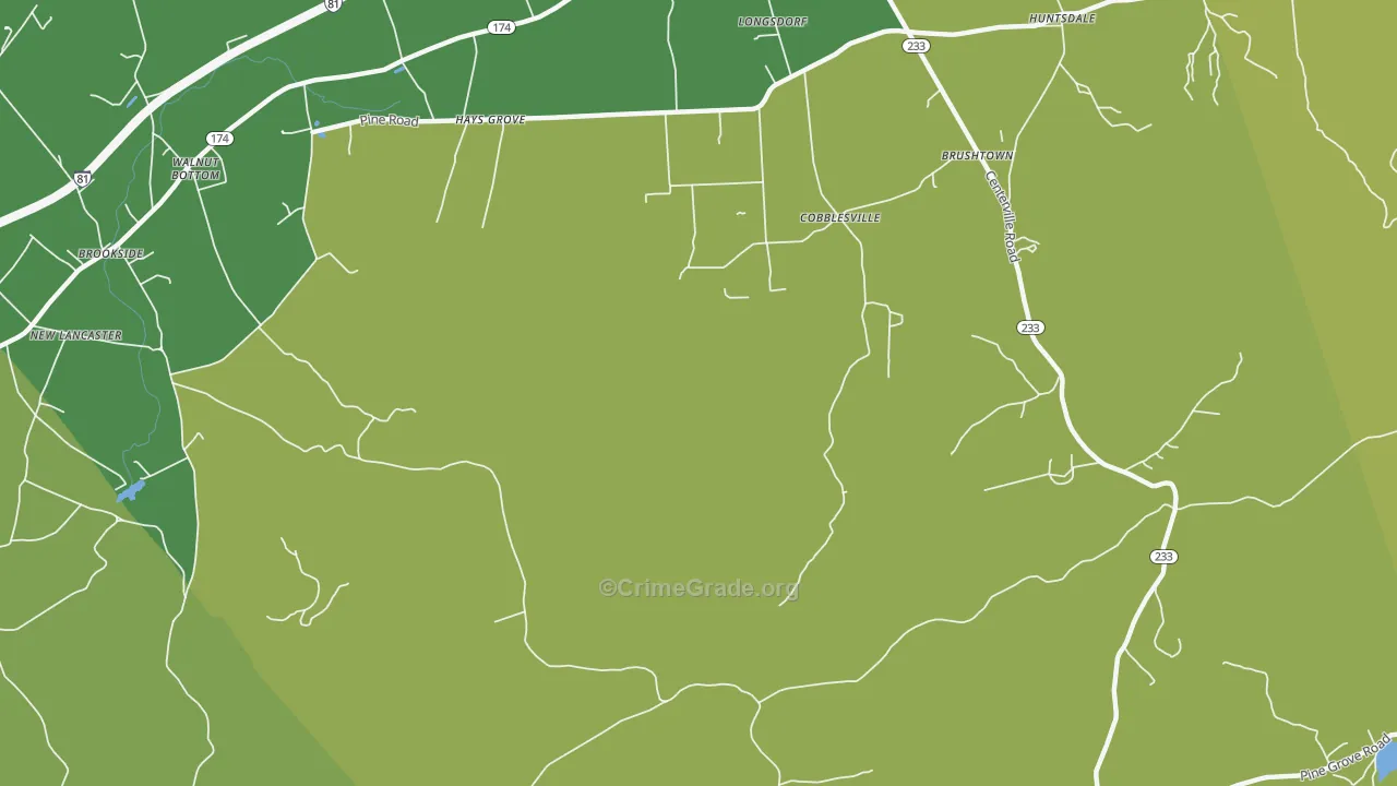 Cobblesville, PA Map of Vehicle Theft Rates
