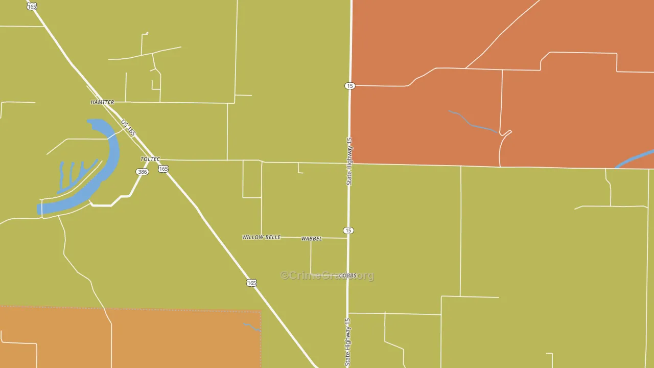 Cobbs, AR Map of Vehicle Theft Rates