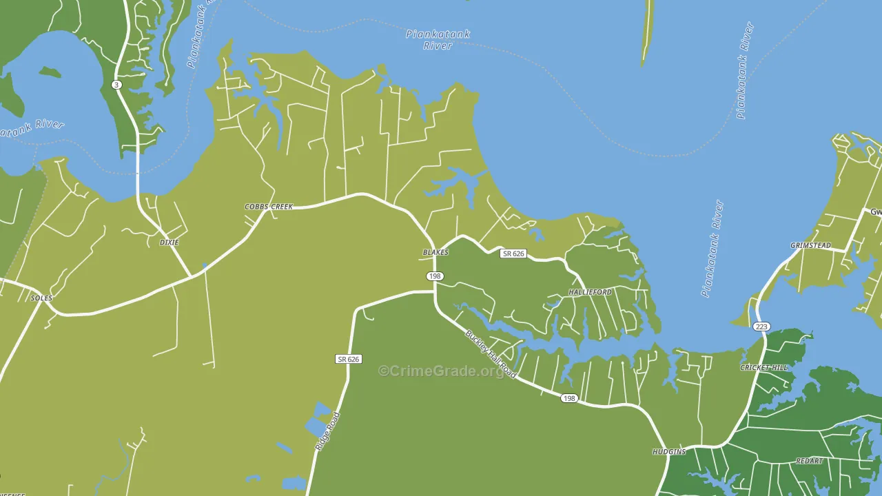 Cobbs Creek, VA Map of Vehicle Theft Rates