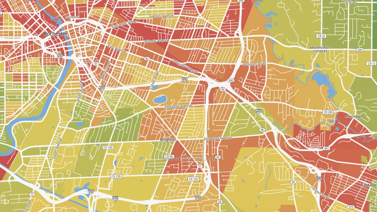 Cobbs Hill, Rochester, NY Map of Vehicle Theft Rates
