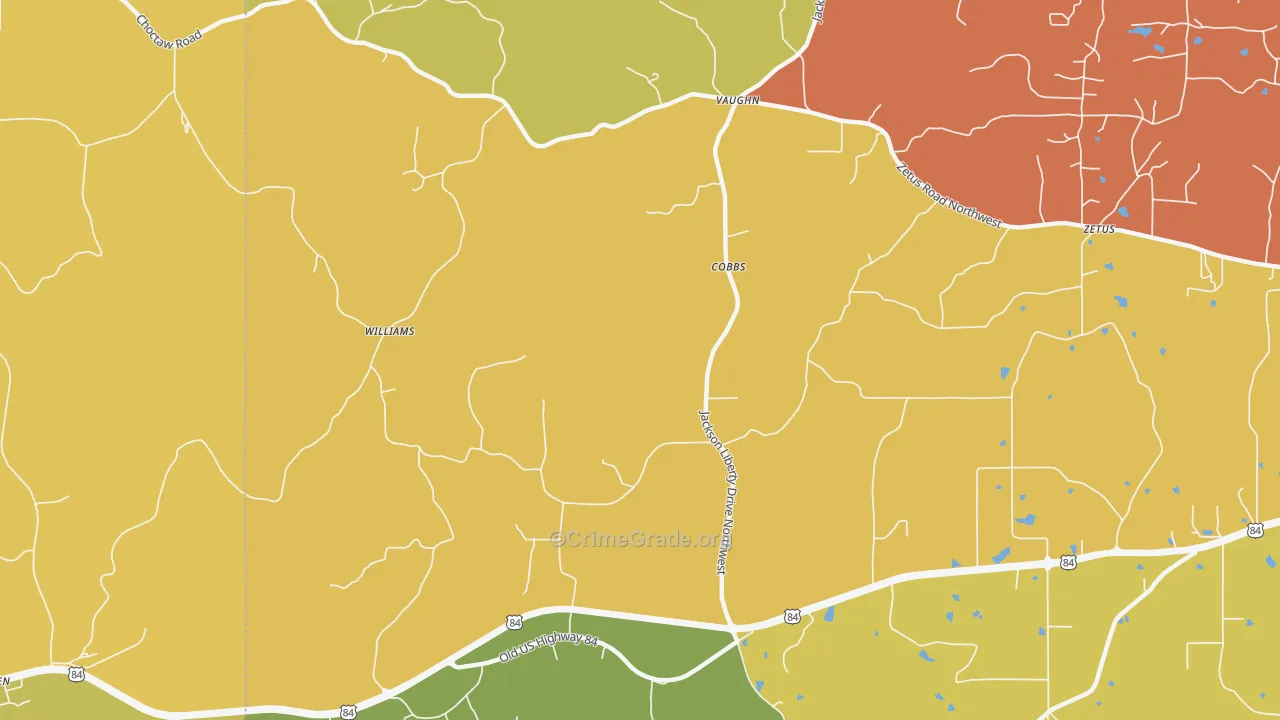 Cobbs, MS Map of Vehicle Theft Rates