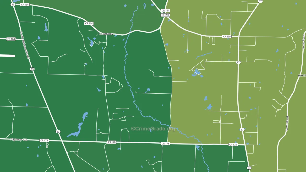 Cobbtown, FL Map of Vehicle Theft Rates