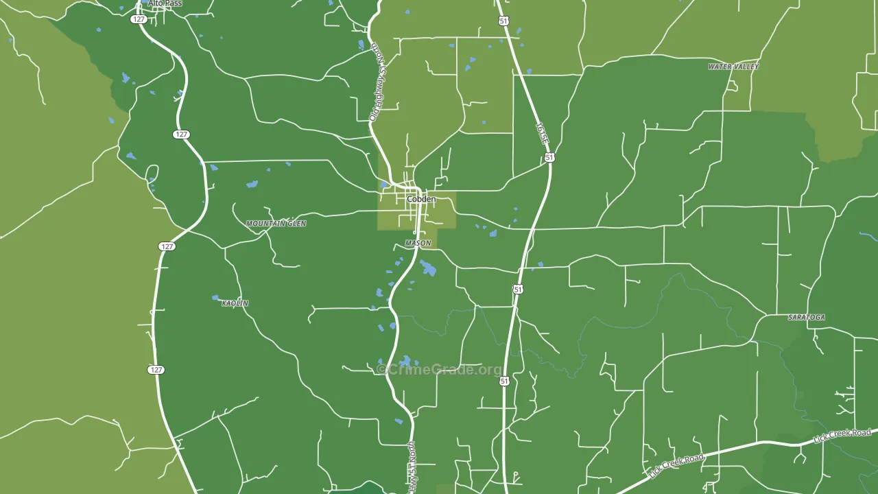 Cobden, IL Map of Vehicle Theft Rates
