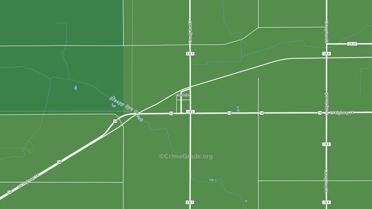 Cobden, MN Map of Vehicle Theft Rates