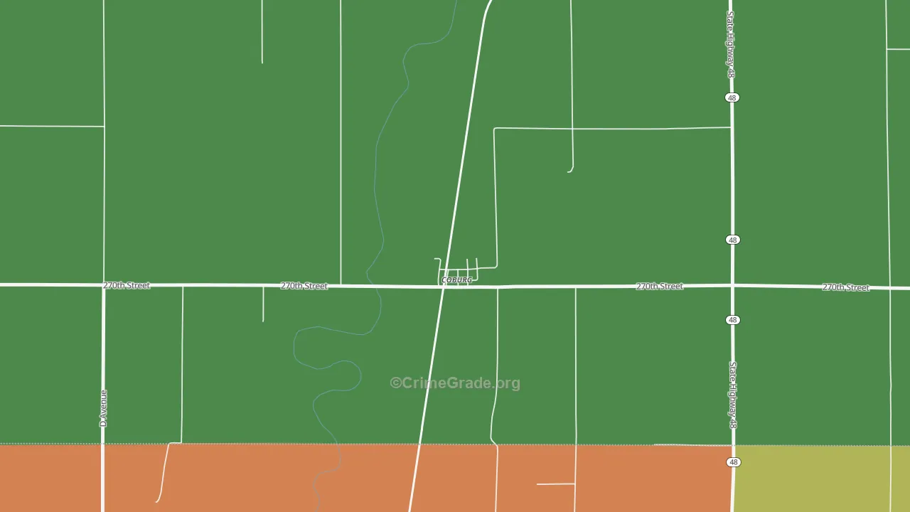 Coburg, IA Map of Vehicle Theft Rates